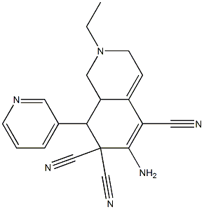 6-amino-2-ethyl-8-(3-pyridinyl)-2,3,8,8a-tetrahydro-5,7,7(1H)-isoquinolinetricarbonitrile 结构式