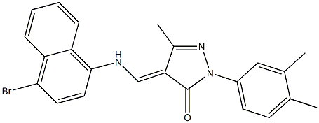 4-{[(4-bromo-1-naphthyl)amino]methylene}-2-(3,4-dimethylphenyl)-5-methyl-2,4-dihydro-3H-pyrazol-3-one 结构式