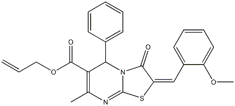 allyl 2-(2-methoxybenzylidene)-7-methyl-3-oxo-5-phenyl-2,3-dihydro-5H-[1,3]thiazolo[3,2-a]pyrimidine-6-carboxylate 结构式