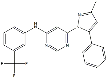 N-[6-(3-methyl-5-phenyl-1H-pyrazol-1-yl)-4-pyrimidinyl]-N-[3-(trifluoromethyl)phenyl]amine 结构式