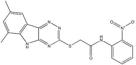 2-[(6,8-dimethyl-5H-[1,2,4]triazino[5,6-b]indol-3-yl)sulfanyl]-N-{2-nitrophenyl}acetamide 结构式