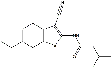 N-(3-cyano-6-ethyl-4,5,6,7-tetrahydro-1-benzothiophen-2-yl)-3-methylbutanamide 结构式