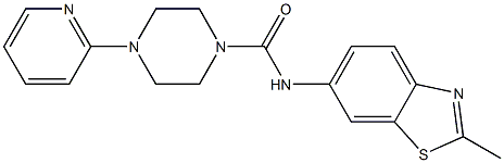 N-(2-methyl-1,3-benzothiazol-6-yl)-4-(2-pyridinyl)-1-piperazinecarboxamide 结构式