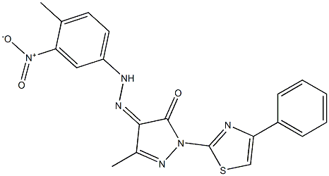 3-methyl-1-(4-phenyl-1,3-thiazol-2-yl)-1H-pyrazole-4,5-dione 4-({3-nitro-4-methylphenyl}hydrazone) 结构式