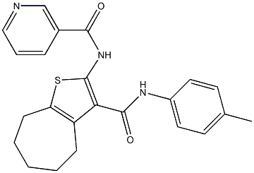 N-[3-(4-toluidinocarbonyl)-5,6,7,8-tetrahydro-4H-cyclohepta[b]thien-2-yl]nicotinamide 结构式