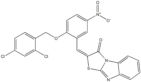 2-{2-[(2,4-dichlorobenzyl)oxy]-5-nitrobenzylidene}[1,3]thiazolo[3,2-a]benzimidazol-3(2H)-one 结构式