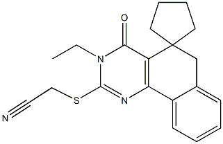 2-(cyanomethylsulfanyl)-3-ethyl-4-oxo-3,4,5,6-tetrahydrospiro[benzo[h]quinazoline-5,1'-cyclopentane] 结构式
