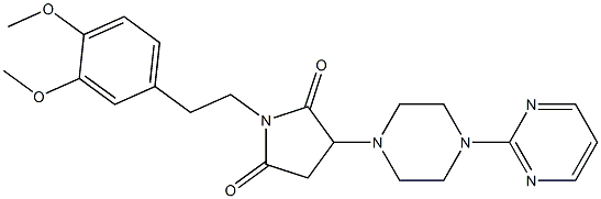 1-[2-(3,4-dimethoxyphenyl)ethyl]-3-[4-(2-pyrimidinyl)-1-piperazinyl]-2,5-pyrrolidinedione 结构式