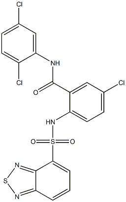 2-[(2,1,3-benzothiadiazol-4-ylsulfonyl)amino]-5-chloro-N-(2,5-dichlorophenyl)benzamide 结构式