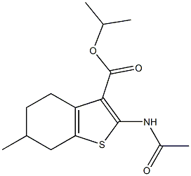 isopropyl 2-(acetylamino)-6-methyl-4,5,6,7-tetrahydro-1-benzothiophene-3-carboxylate 结构式