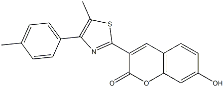 7-hydroxy-3-[5-methyl-4-(4-methylphenyl)-1,3-thiazol-2-yl]-2H-chromen-2-one 结构式