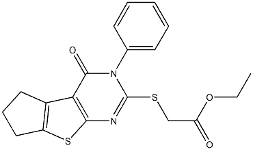 ethyl [(4-oxo-3-phenyl-3,5,6,7-tetrahydro-4H-cyclopenta[4,5]thieno[2,3-d]pyrimidin-2-yl)sulfanyl]acetate 结构式