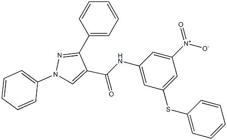 N-[3-nitro-5-(phenylsulfanyl)phenyl]-1,3-diphenyl-1H-pyrazole-4-carboxamide 结构式