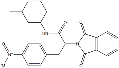 2-(1,3-dioxo-1,3-dihydro-2H-isoindol-2-yl)-3-{4-nitrophenyl}-N-(3-methylcyclohexyl)propanamide 结构式