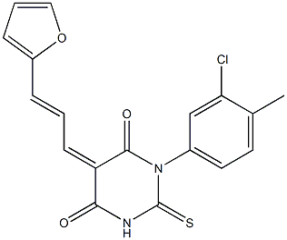 1-(3-chloro-4-methylphenyl)-5-[3-(2-furyl)-2-propenylidene]-2-thioxodihydro-4,6(1H,5H)-pyrimidinedione 结构式