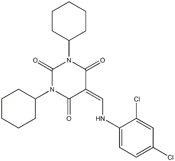 1,3-dicyclohexyl-5-[(2,4-dichloroanilino)methylene]-2,4,6(1H,3H,5H)-pyrimidinetrione 结构式