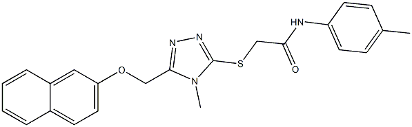 2-({4-methyl-5-[(2-naphthyloxy)methyl]-4H-1,2,4-triazol-3-yl}sulfanyl)-N-(4-methylphenyl)acetamide 结构式