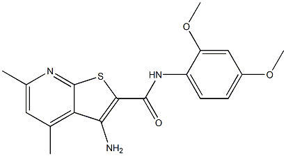 3-amino-N-[2,4-bis(methyloxy)phenyl]-4,6-dimethylthieno[2,3-b]pyridine-2-carboxamide 结构式