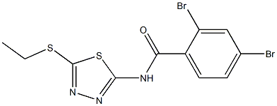 2,4-dibromo-N-[5-(ethylsulfanyl)-1,3,4-thiadiazol-2-yl]benzamide 结构式