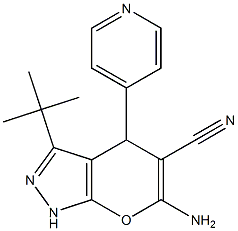 6-amino-3-tert-butyl-4-(4-pyridinyl)-1,4-dihydropyrano[2,3-c]pyrazole-5-carbonitrile 结构式