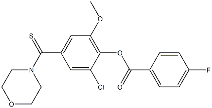 2-chloro-6-methoxy-4-(4-morpholinylcarbothioyl)phenyl 4-fluorobenzoate 结构式
