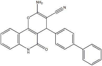 2-amino-4-[1,1'-biphenyl]-4-yl-5-oxo-5,6-dihydro-4H-pyrano[3,2-c]quinoline-3-carbonitrile 结构式