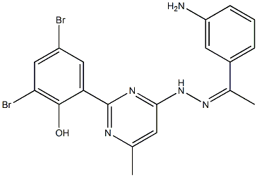 1-(3-aminophenyl)ethanone [2-(3,5-dibromo-2-hydroxyphenyl)-6-methyl-4-pyrimidinyl]hydrazone 结构式