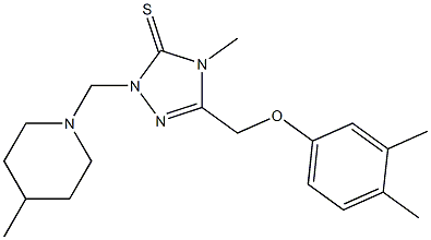 5-[(3,4-dimethylphenoxy)methyl]-4-methyl-2-[(4-methyl-1-piperidinyl)methyl]-2,4-dihydro-3H-1,2,4-triazole-3-thione 结构式