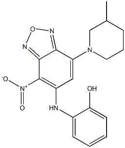 2-{[4-nitro-7-(3-methyl-1-piperidinyl)-2,1,3-benzoxadiazol-5-yl]amino}phenol 结构式