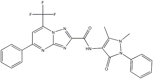 N-(1,5-dimethyl-3-oxo-2-phenyl-2,3-dihydro-1H-pyrazol-4-yl)-5-phenyl-7-(trifluoromethyl)[1,2,4]triazolo[1,5-a]pyrimidine-2-carboxamide 结构式