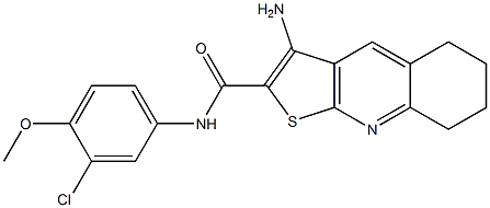 3-amino-N-(3-chloro-4-methoxyphenyl)-5,6,7,8-tetrahydrothieno[2,3-b]quinoline-2-carboxamide 结构式