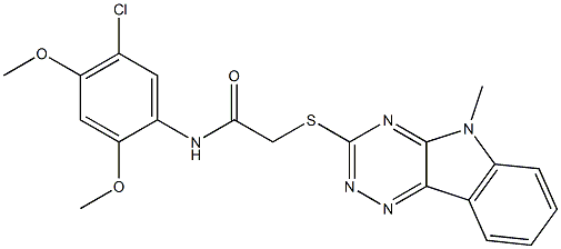 N-(5-chloro-2,4-dimethoxyphenyl)-2-[(5-methyl-5H-[1,2,4]triazino[5,6-b]indol-3-yl)sulfanyl]acetamide 结构式