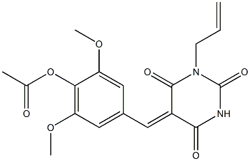 4-[(1-allyl-2,4,6-trioxotetrahydro-5(2H)-pyrimidinylidene)methyl]-2,6-dimethoxyphenyl acetate 结构式