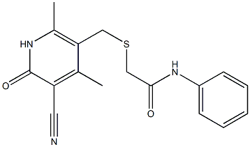 2-{[(5-cyano-2,4-dimethyl-6-oxo-1,6-dihydro-3-pyridinyl)methyl]sulfanyl}-N-phenylacetamide 结构式