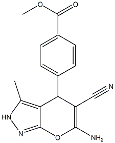 methyl 4-(6-amino-5-cyano-3-methyl-2,4-dihydropyrano[2,3-c]pyrazol-4-yl)benzoate 结构式