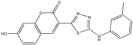 7-hydroxy-3-[5-(3-toluidino)-1,3,4-thiadiazol-2-yl]-2H-chromen-2-one 结构式