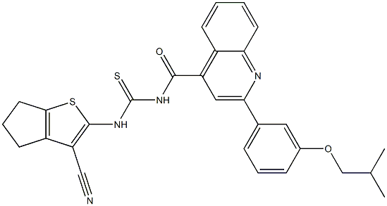 N-(3-cyano-5,6-dihydro-4H-cyclopenta[b]thien-2-yl)-N'-{[2-(3-isobutoxyphenyl)-4-quinolinyl]carbonyl}thiourea 结构式