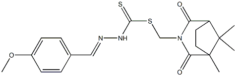 (1,8,8-trimethyl-2,4-dioxo-3-azabicyclo[3.2.1]oct-3-yl)methyl 2-(4-methoxybenzylidene)hydrazinecarbodithioate 结构式