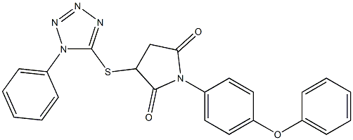 1-(4-phenoxyphenyl)-3-[(1-phenyl-1H-tetraazol-5-yl)sulfanyl]pyrrolidine-2,5-dione 结构式