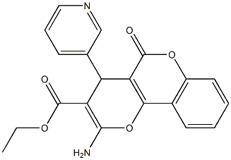 ethyl 2-amino-5-oxo-4-(3-pyridinyl)-4H,5H-pyrano[3,2-c]chromene-3-carboxylate 结构式