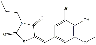 5-(3-bromo-4-hydroxy-5-methoxybenzylidene)-3-propyl-1,3-thiazolidine-2,4-dione 结构式