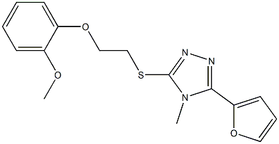 3-(2-furyl)-5-{[2-(2-methoxyphenoxy)ethyl]sulfanyl}-4-methyl-4H-1,2,4-triazole 结构式