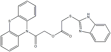 2-oxo-2-(10H-phenothiazin-10-yl)ethyl (1H-benzimidazol-2-ylsulfanyl)acetate 结构式