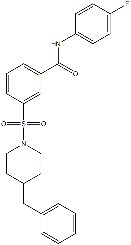 3-[(4-benzylpiperidin-1-yl)sulfonyl]-N-(4-fluorophenyl)benzamide 结构式