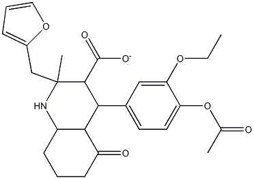 tetrahydro-2-furanylmethyl 4-[4-(acetyloxy)-3-ethoxyphenyl]-2-methyl-5-oxo-1,4,5,6,7,8-hexahydro-3-quinolinecarboxylate 结构式
