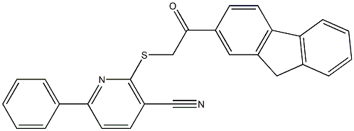 2-{[2-(9H-fluoren-2-yl)-2-oxoethyl]sulfanyl}-6-phenylnicotinonitrile 结构式