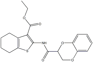 ethyl 2-[(2,3-dihydro-1,4-benzodioxin-2-ylcarbonyl)amino]-4,5,6,7-tetrahydro-1-benzothiophene-3-carboxylate 结构式