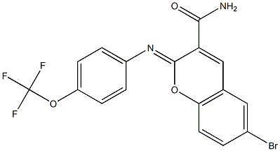 6-bromo-2-{[4-(trifluoromethoxy)phenyl]imino}-2H-chromene-3-carboxamide 结构式