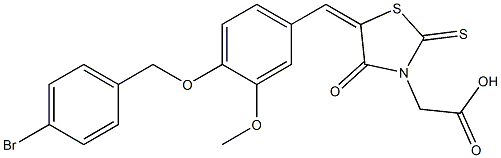 (5-{4-[(4-bromobenzyl)oxy]-3-methoxybenzylidene}-4-oxo-2-thioxo-1,3-thiazolidin-3-yl)acetic acid 结构式