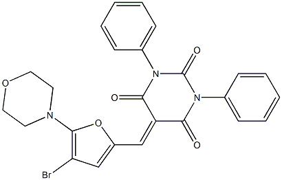 5-{[4-bromo-5-(4-morpholinyl)-2-furyl]methylene}-1,3-diphenyl-2,4,6(1H,3H,5H)-pyrimidinetrione 结构式